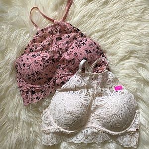 NWT VICTORIA’S SECRET PINK bras bundle lacy small